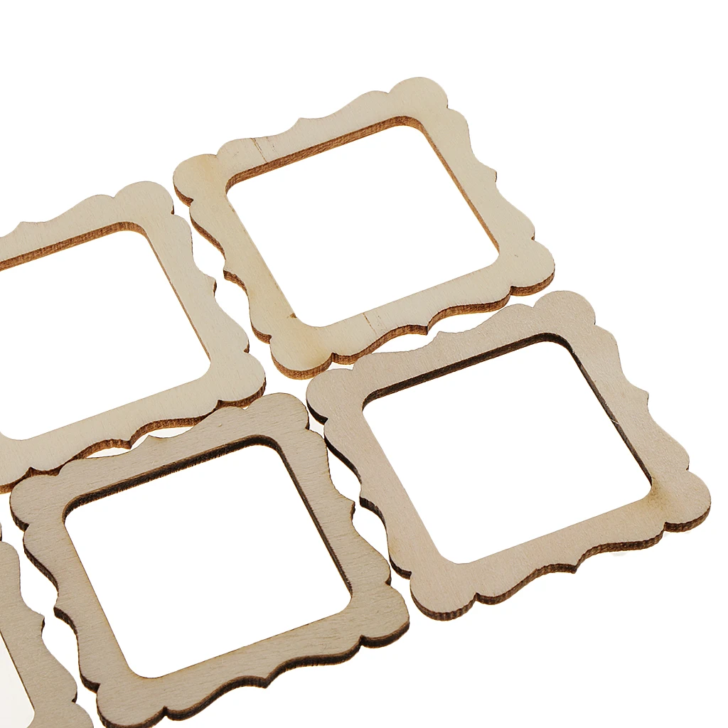 Pack of 20 Wooden Frame 50mmx50mm Unfinished Wooden Photo Frame Cutout Shape, Wood Craft for DIY Wedding Decorations Props