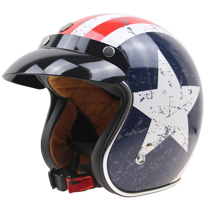 Lucky 13 Ретро мотоциклетный шлем DOT одобренный 3/4 открытый шлем TORC T50 - Цвет: 7