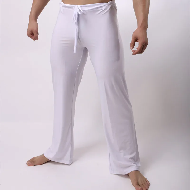 Сексуальные Длинные мужские брюки полной длины мягкая легкая Пижама Ночные трусы сексуальные домашние брюки длинные брюки