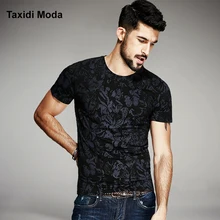2016 sommer mens casual t shirts schwarz blumendruck berühmte marke clothing oansatz kurzarm man wear t-shirts tops tees
