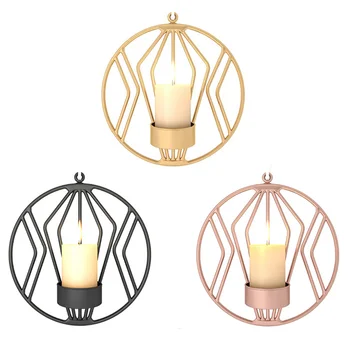 

Nordic Metal Candle Holder Wall Hanging Candlestick Ornaments Festival Romantic Candlelight Candle Stand Christmas Village Decor