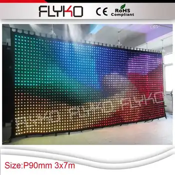 

Free Shipping LED Video Curtain Cloth P90mm Matrix Backdrop RGB curtain