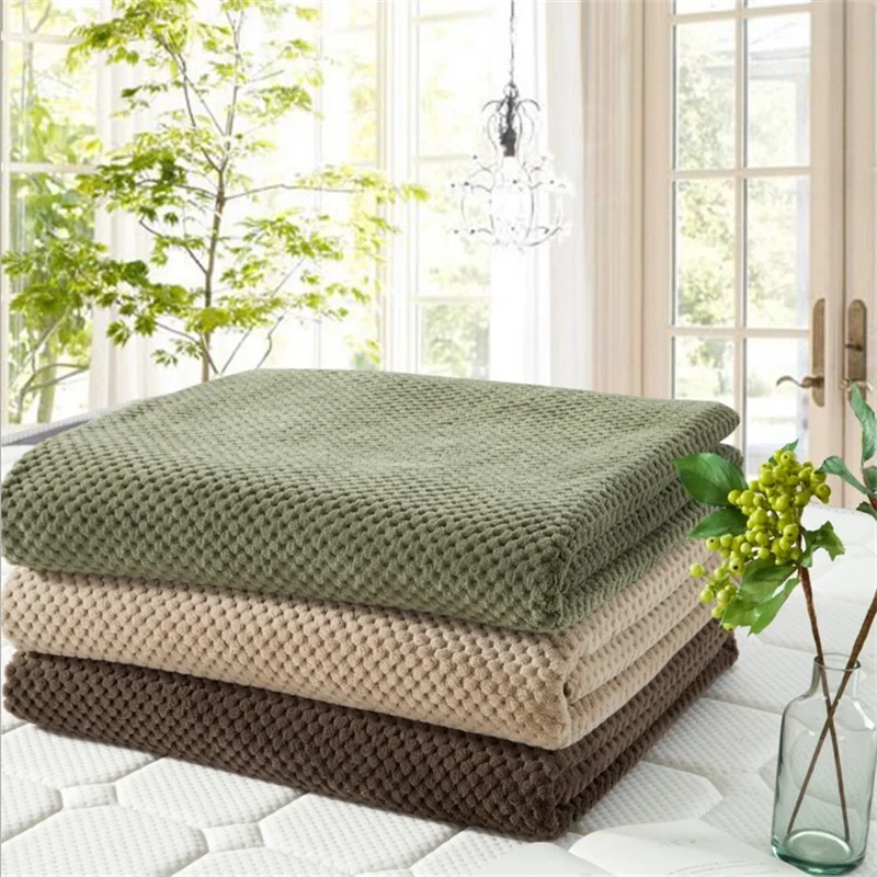 

I pcs/lot Solid warm blanket Spring/Autumn cobertor Soft Coral Fleece Blankets on bed for adults kids Rectangle Soft Blankets
