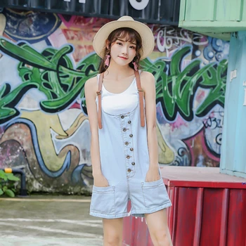 

Korean version of the new loose large size jeans straps shorts female was thin sling denim hot pants 9851#