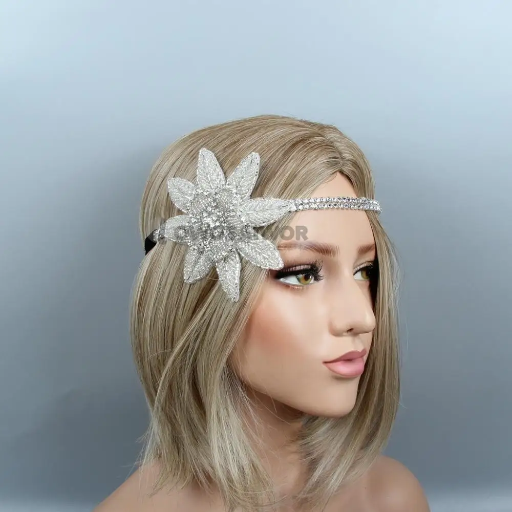 

Handmade Crystal Rhinestone Flower Bride Headdress Beauty Women Feather Wedding Hair Accessories Party Hair Bridal exclusive