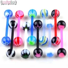 50 шт./лот, разноцветная штанга для языка, акриловая УФ-пирсинг для языка,, пирсинг для языка, грили, ювелирные изделия для пирсинга хрящей