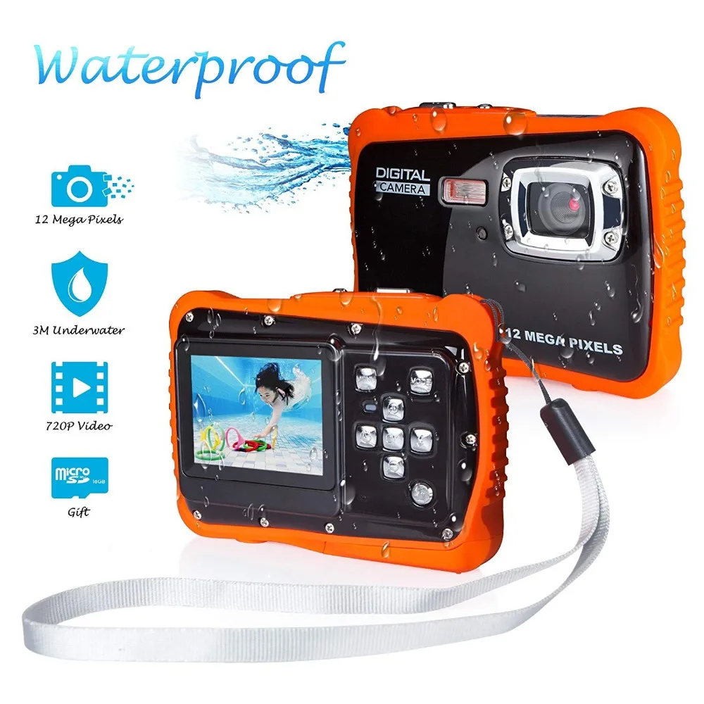 Digital Camera for Kids Waterproof Sports Action Camera with 5MP 4X Digital Zoom 2.0inch LCD Display for Swimming Diving for Kid