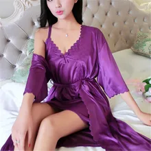 Женские комплекты из двух предметов, халат и платье, один размер на выбор, роскошные комплекты нижнего белья, сатиновые комплекты,, AD0184