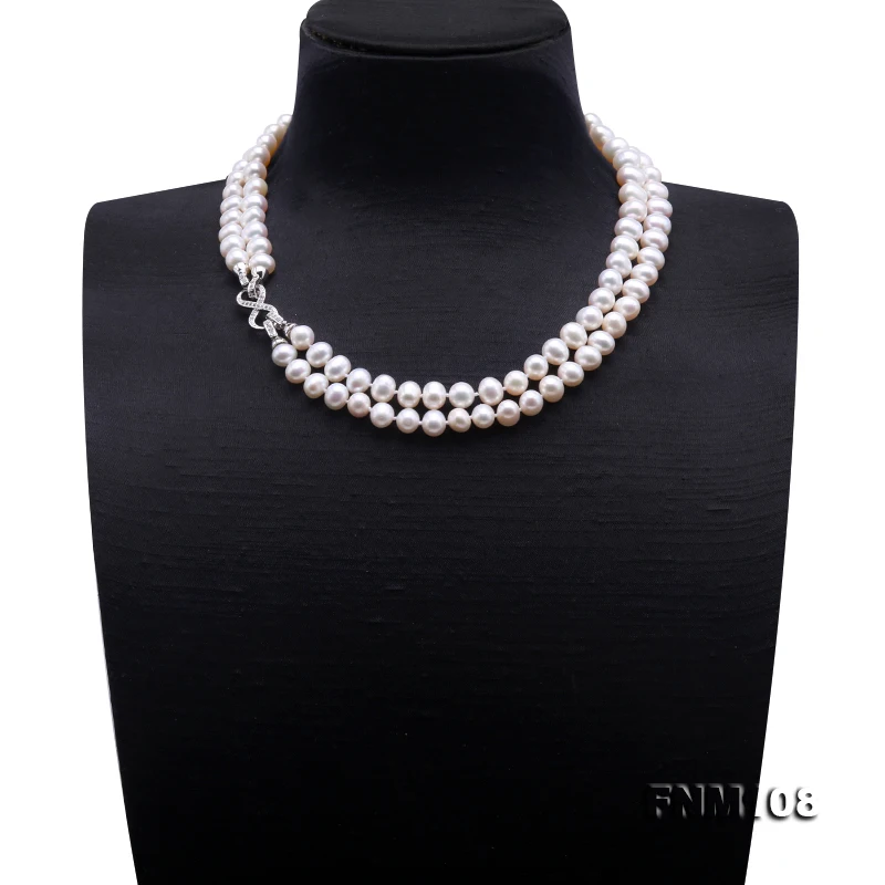 JYX тонкое жемчужное ожерелье с двойной нитью AA + Qulaity 9-10 мм натуральный белый пресноводный жемчуг ожерелья для женщин 18 "Рождество gidt