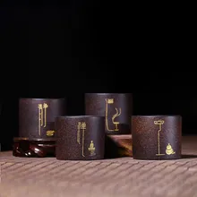 Хит, 4 шт./компл. 100 мл* 4 Исин руды фиолетовый песок чай маленький рот чашки фиолетовый песок чашки черного и золотого цвета песок Будды рот чашки