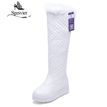 SGESVIER Новое поступление России Утепленная одежда Женские снегоступы ботинки Высота платформы по колено на высоком каблуке круглый носок ботинки из плюша для Для женщин OX132