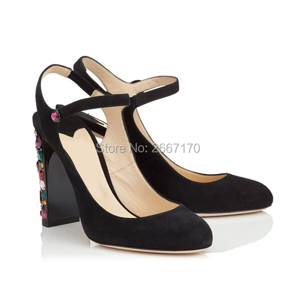 As Mujeres Tachonado Slingback Sandalia as Redonda La Mujer Lujo Cristal Tacones Talón Altos Bombas Pic Suede Punta Rhinestone Grueso Pic Zapatos Elegante De Boda fx5wRqC
