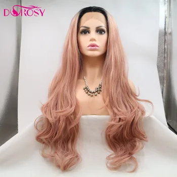 

DOROSY HAIR Heat Resistant Fiber Glueless Natural Hairline Wave Fully Wigs For Women Mixed Pink Synthetic Lace Front Wig