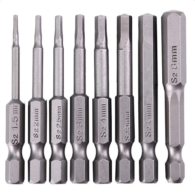 

8pcs/set 50mm 1/4 Inch Hex Shank Magnetic Hex Head Screwdriver Bits Tool