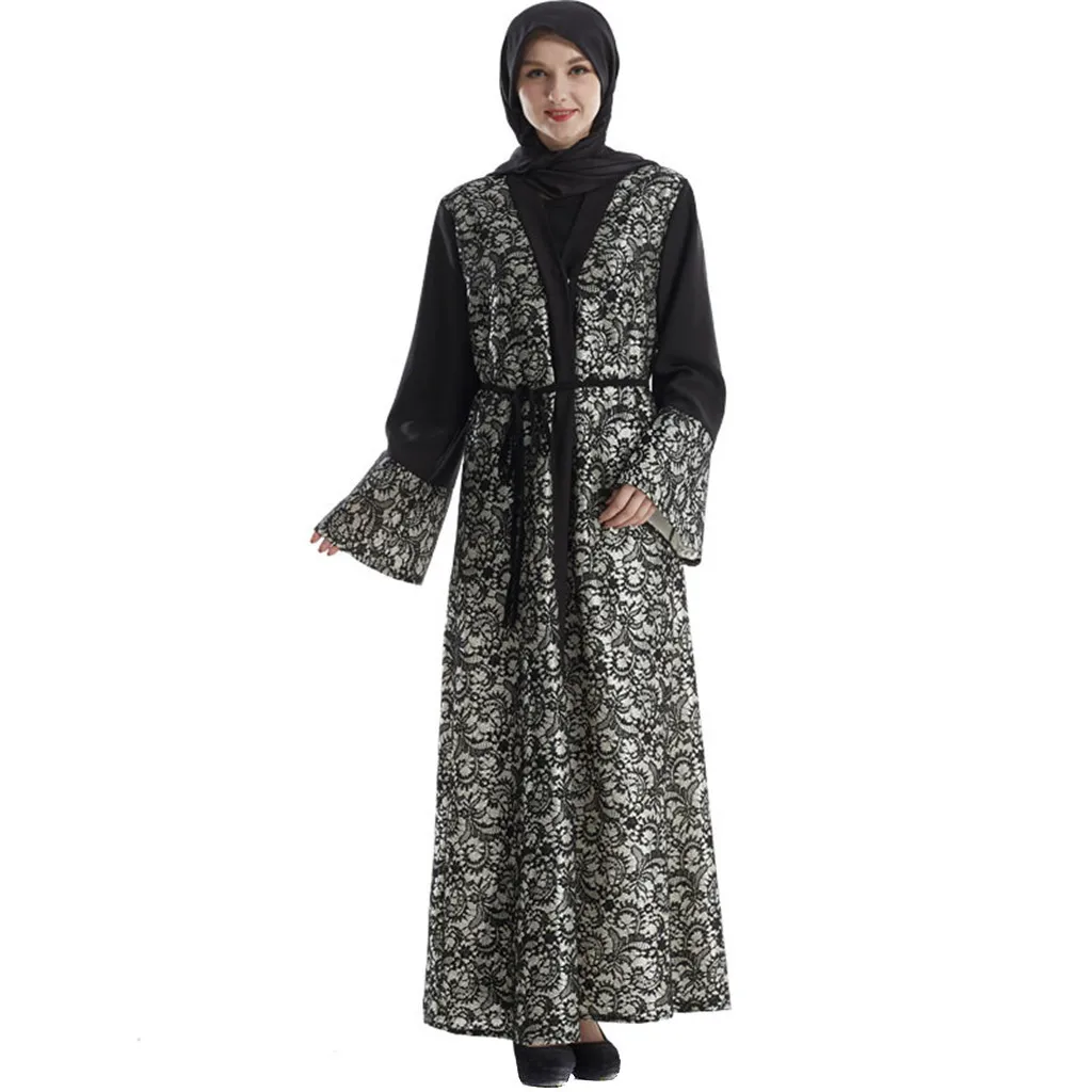 Длинное платье abaya повседневные женские мусульманские платья открытый кардиган исламский кафтан Длинное Макси коктейльное платье abaya Robe Y619