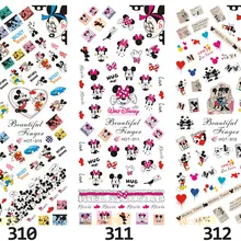3 упаковки/партия, дизайн с мультяшной мышкой, Минни, наклейки для нейл-арта, татуировки, водная наклейка, сделай сам, маникюрные принадлежности,(310-312