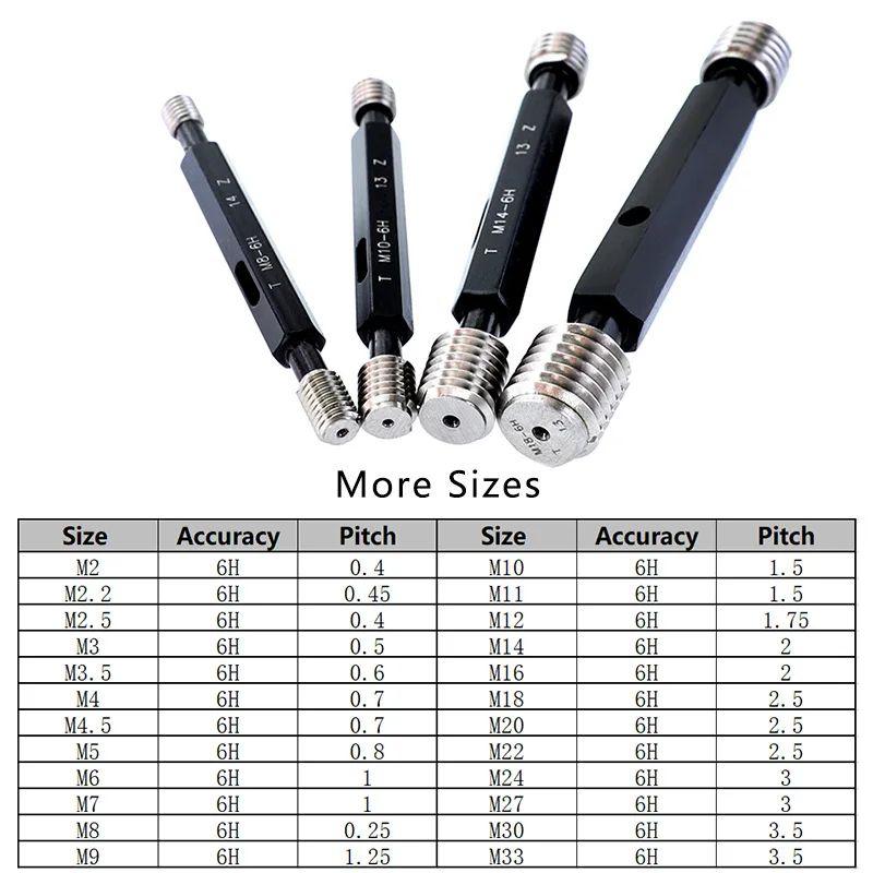 1 шт. Метрическая резьба Gage 2-20 мм 6H точность подшипника сталь T+ Z Калибр внутренний инструмент для измерения резьбы