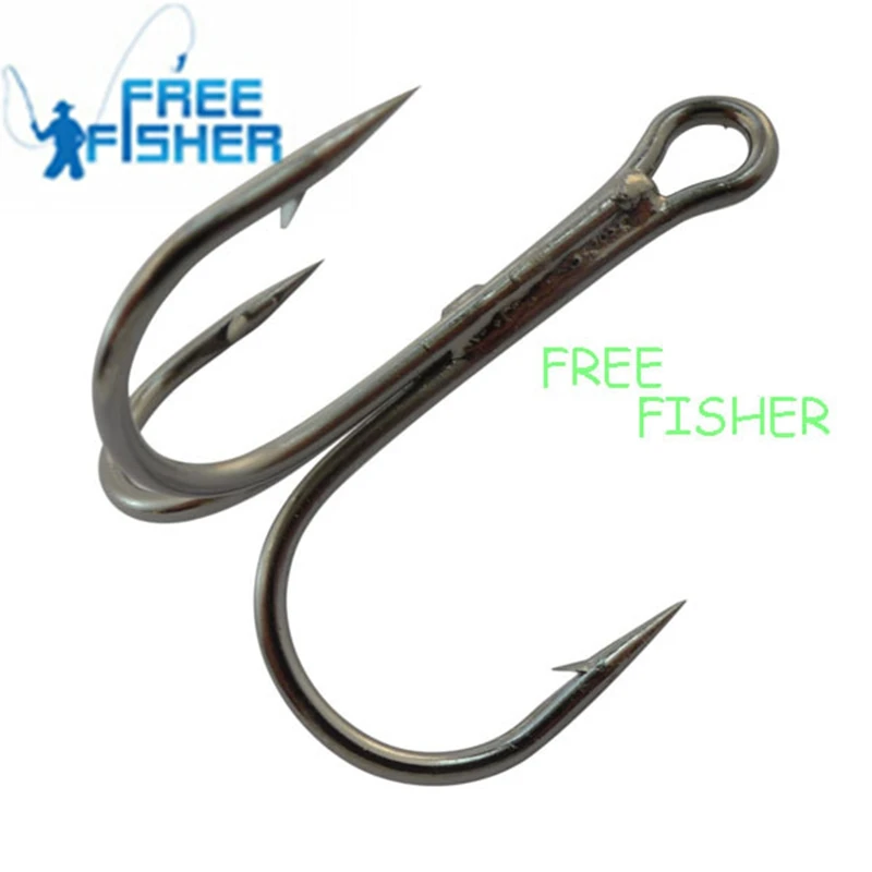 2/0 100 pcs/set Fishing Triple Hook High Carbon Steel Round Bent