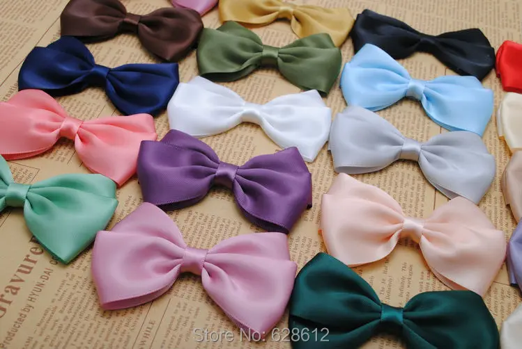 2 LILAC SATIN 3/" BOWS GIRLS RIBBON HAIR ALLIGATOR CLIP SET NEW