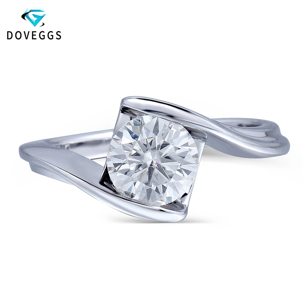 

Queen Brilliance 1.2ct F Color Lab Grown Moissanite Diamond Engagement Wedding Ring Genuine 14K 585 White Gold For Women Jewelry