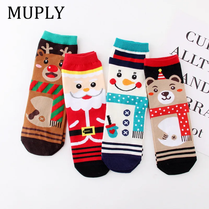 

4Pair\Lot Hot Sale Harajuku New Pattern Christmas Socks Women Cotton In Personality Cartoon Funny Socks Sokken Wholesale