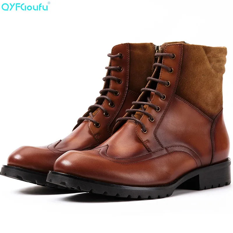 

Brand Casual Lace-up Winter Boots Vintage Style Brown Boots For Men Ankle Boots High-Top Tactical Mens Chelsea Boots