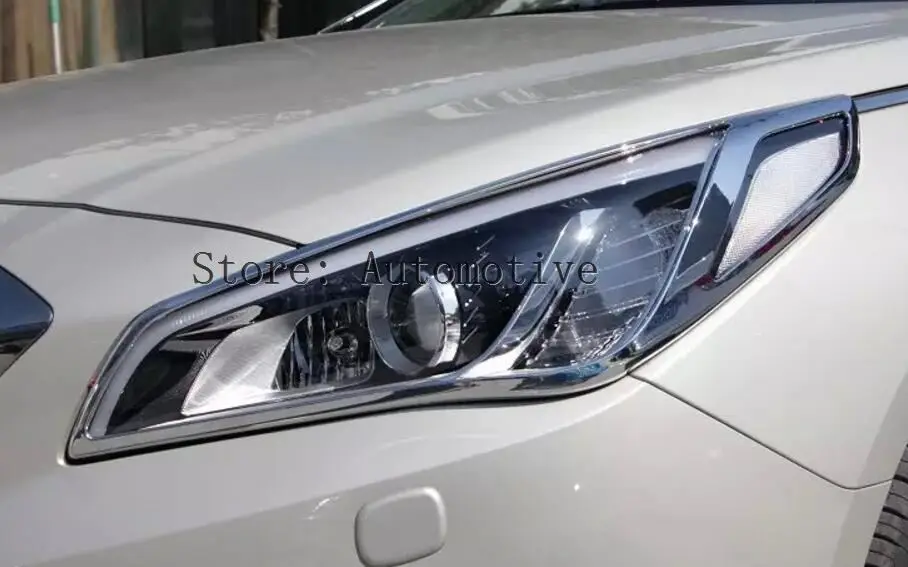Fit For Hyundai Sonata Lf Chrome Front Head Light Lamp Cover 2015 2016 2017 Trim Headlight Molding Garnish Surround Frame Bezel |