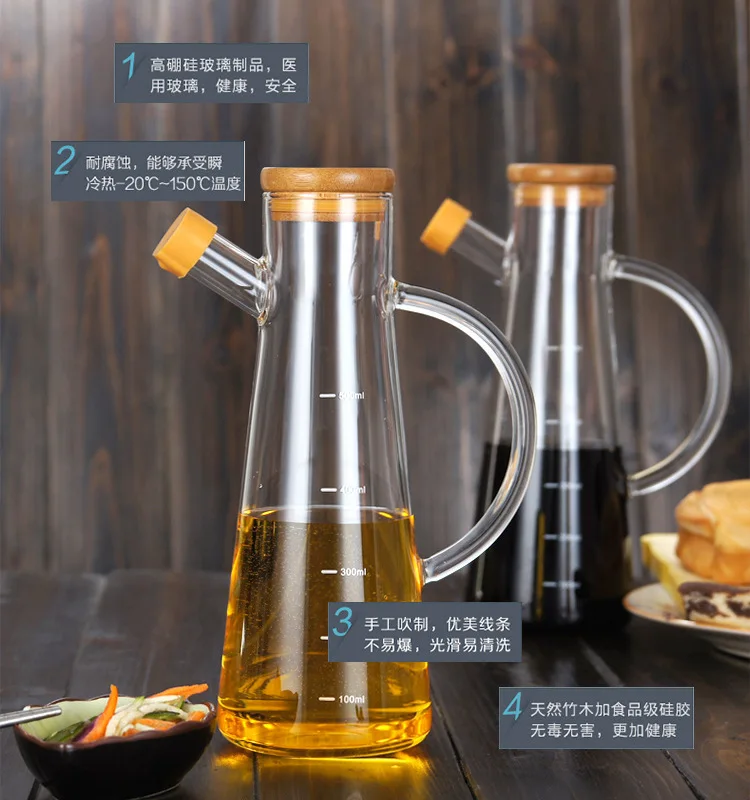 Olive Oil Vinegar Bottle Oil Cruet Soy Sauce Dispenser Leakproof Glass Bottles Vinegar Can Cruet Storage With Handle Seasoning