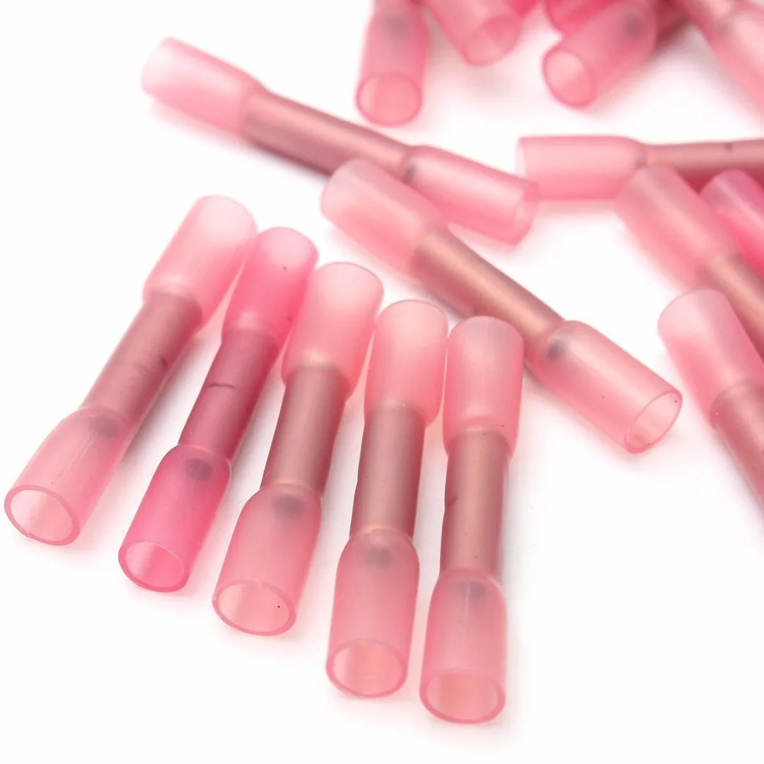 100pcs 18-22 GA Heat Shrink Terminals Heat Shrink Butt Wire Connectors Crimp Terminals Kit 0.5-1.5 Square Millimeters