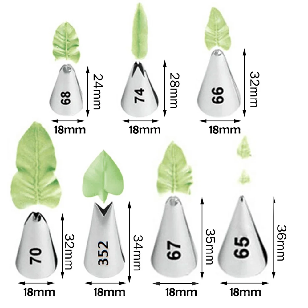 

LINSBAYWU 7 Different Styles Leaves Cream Stainless Steel Icing Piping Nozzles Cake Cream Decorating Cupcake Pastry Cake Tools