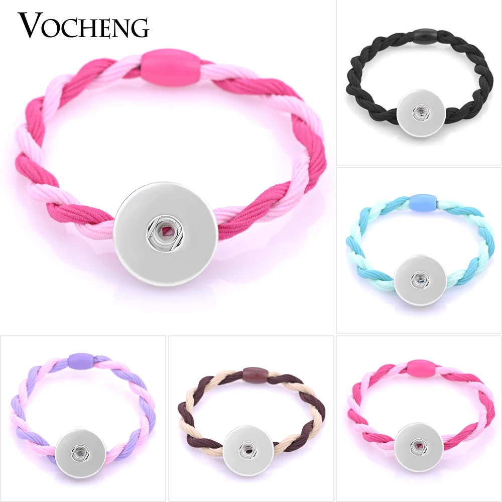 

10pcs/lot Wholesale Vocheng Snap Charms Elastic Hair Bands 5 Colors 18mm Interchangeable Hair Jewelry NN-482*10 Free Shipping
