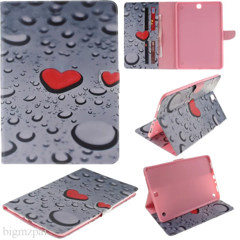 Fashion 2 Sides Painted Leather Case For Samsung Galaxy Tab A 9.7 T550 T551 T555 Tablet Cover 9.7 Inch Stand Wallet Flip Case  (48)