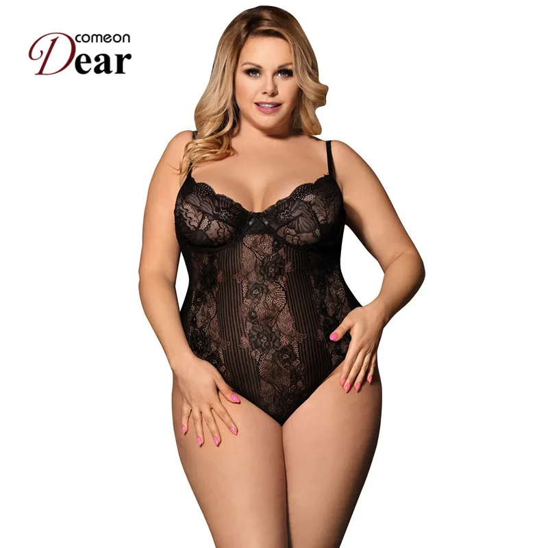 

Comeondear RA80536 Bodies Woman Sexy Erotic Clothing Sexy Costumes Plus Size Lace Bodysuit Transparent Lingerie Bodysuit