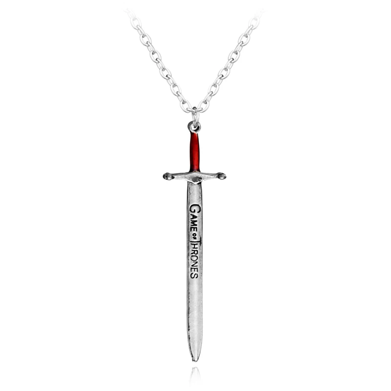 

Game Of Thrones Sword Vintage Antique Silver Letter Opener Sword Craft Song Of Ice And Fire Pendant Alloy Necklace TV Jewelry