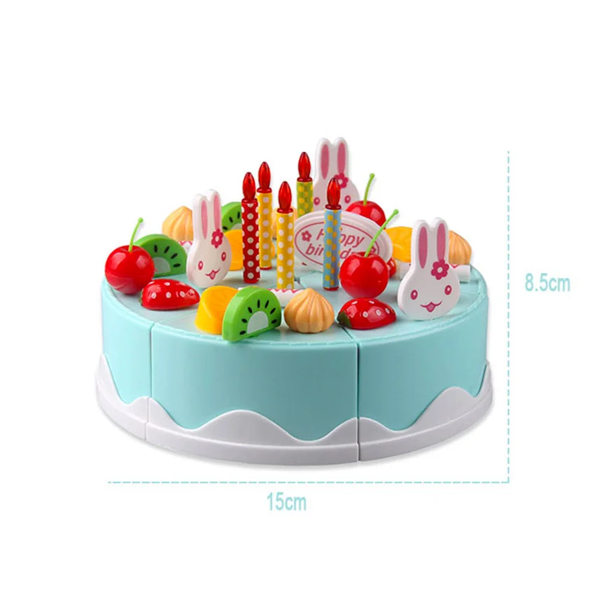 DIY Birthday Cake Cutting Pretend Play Food Toy Set Educational Toy Play House toy kitchen Toys Gift for Kids Girl 38Pcs/ Set