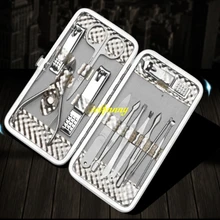12 в 1 Набор для маникюра и педикюра из нержавеющей стали с золотой коробкой комплекты клиперов для ногтей кусачки зажим для кутикулы Инструмент для жениха