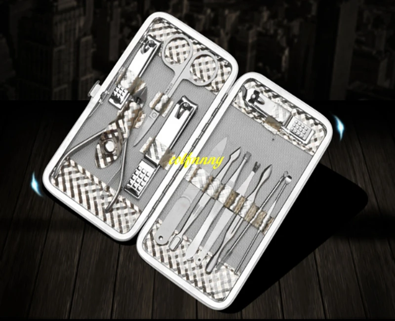 

12 in 1 Stainless Steel Pedicure Manicure Set With gold box Nail Clipper Scissors Tweezer Cutter Clip Cuticle Groom tool