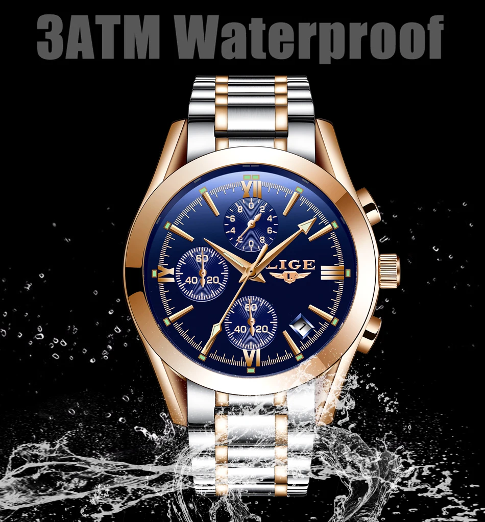 Часы мужские брендовые Роскошные модные кварцевые спортивные часы мужские полностью стальные военные часы водонепроницаемые золотые мужские часы Relogio Masculino