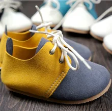 Véritable main En Cuir couleurs mélangées style bébé chaussures Premiers Marcheurs En Bas Âge bébé mocassins Anti-slip Infantile Dentelle-up doux Chaussures