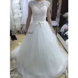 Блестящее бисероплетенное белое Тюлевое свадебное платье 2019 высокого качества с коротким шлейфом Элегантное свадебное платье на заказ