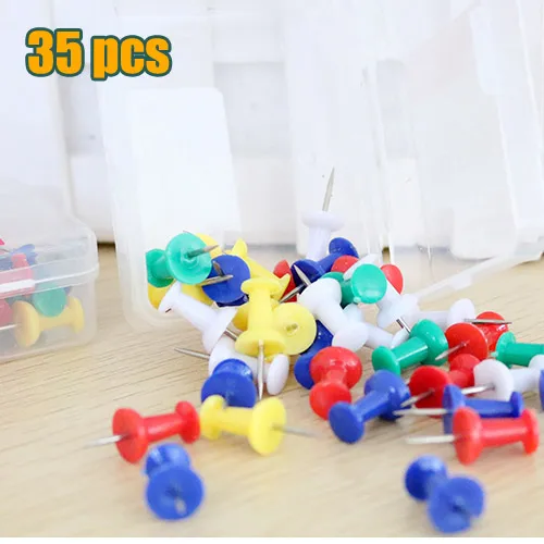 35pcs/box Candy Colors Thumb Tack Plastic Push Pin Nail For Soft Board