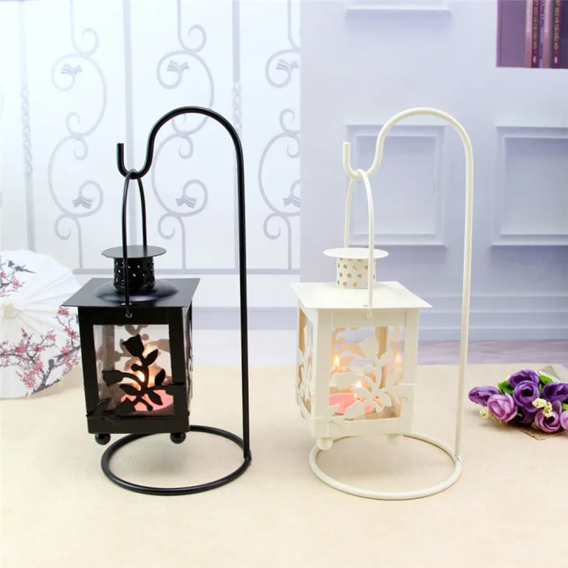 Candlestick Hollow Holder Tealight Candlestick Hanging Lantern Vintage Retro Lantern Wrought weddings Home decor #3f28 (7)
