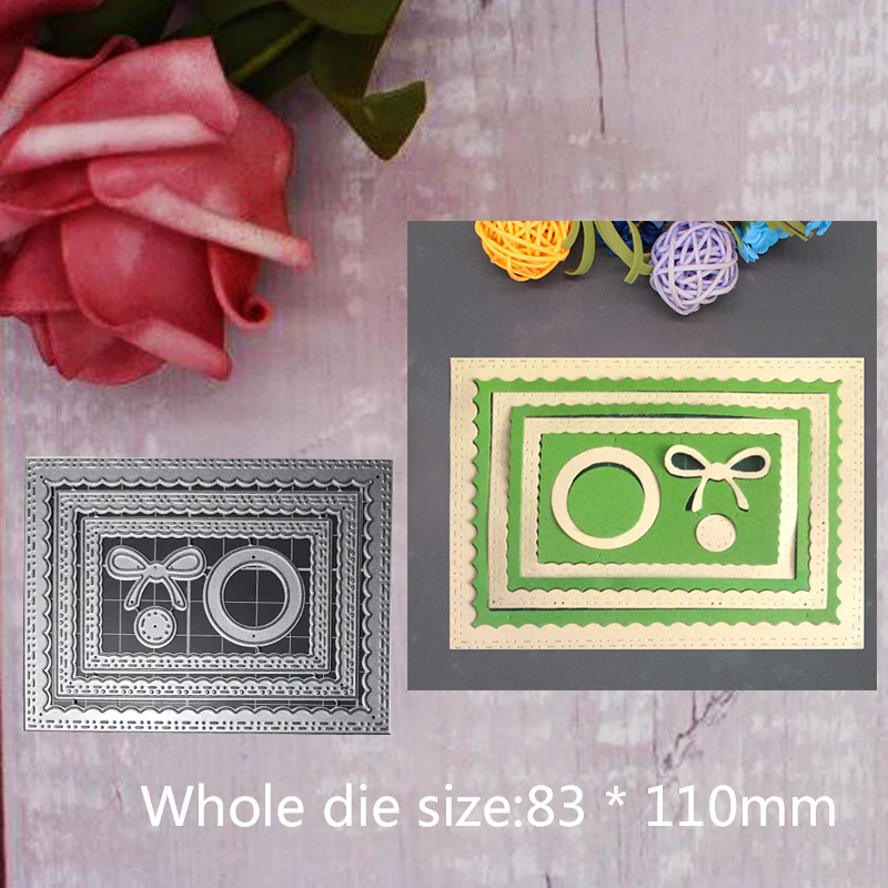 

Inside Scalloped Rectangle Dies Metal Steel Cutting Embossing Dies For Scrapbooking paper craft home decoration Craft 8.3*11cm