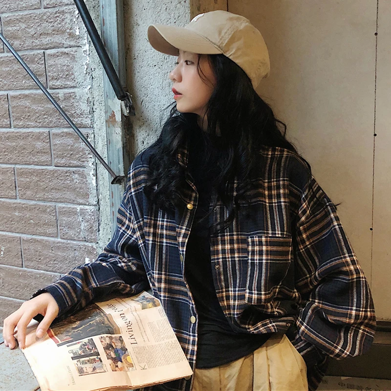 

2 Colors Mihoshop Ulzzang Korean Korea Women Fashion Clothing Casual High Street Loose Long Sleeve Shirt