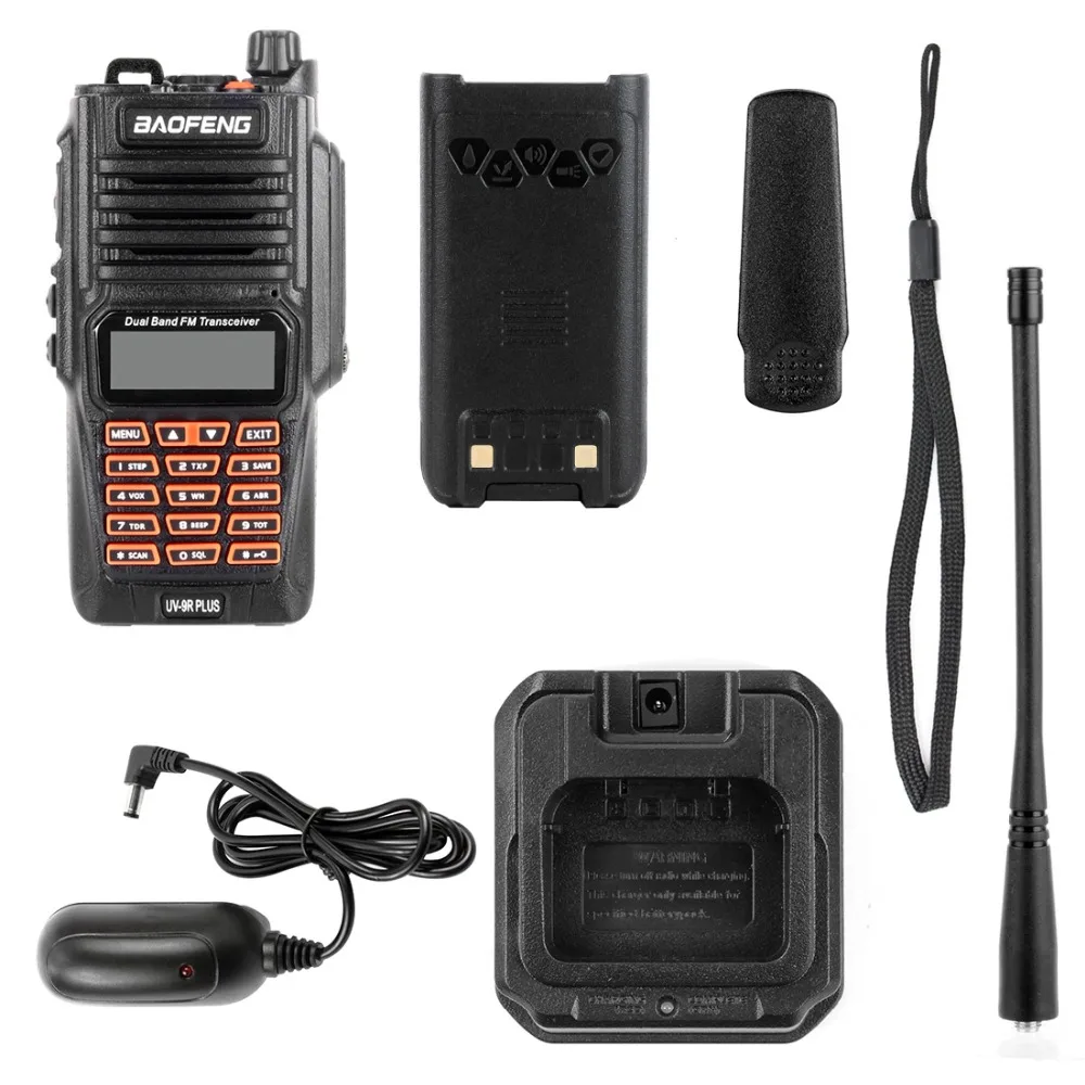 Baofeng UV-9R Plus водонепроницаемый Walkie Talkie 5 Вт Мощный двухсторонний радио Двухдиапазонный портативный 10 км дальность 128CH cb портативное радио