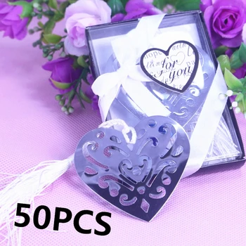 

50PCS Bulk Heart Bookmark Boy Girl Baby Shower Baptism Giveaway Souvenirs First Communion weddings and Favour Gifts For Guest