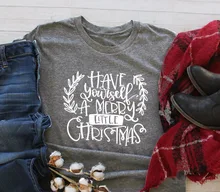 Tenha a si mesmo um feliz natal pouco camiseta engraçado moda feminina slogan algodão camisa festa de férias presente família t estético
