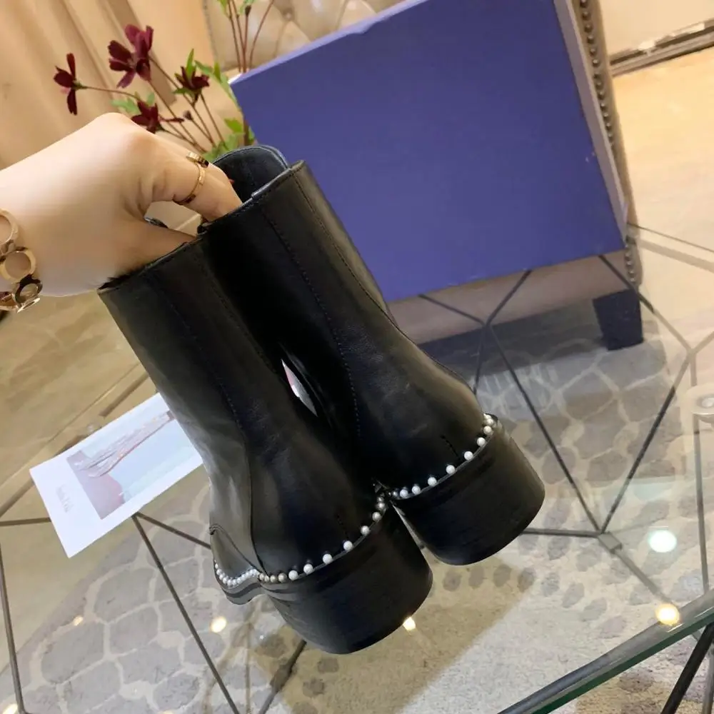 2019 новые женские ботильоны из натуральной кожи удобные на среднем каблуке модная
