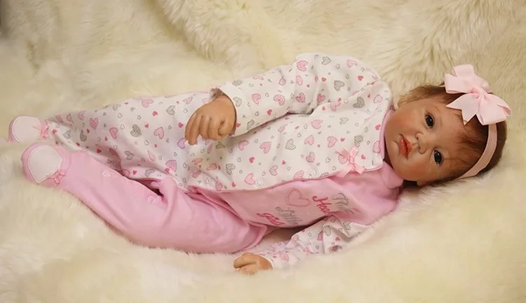

Blue Eyes Reborn Baby Girl Soft Silicone 22 Inch Princess Newborn Babies Doll Toy With Magnetic Mouth Kids Birthday Xmas Gift