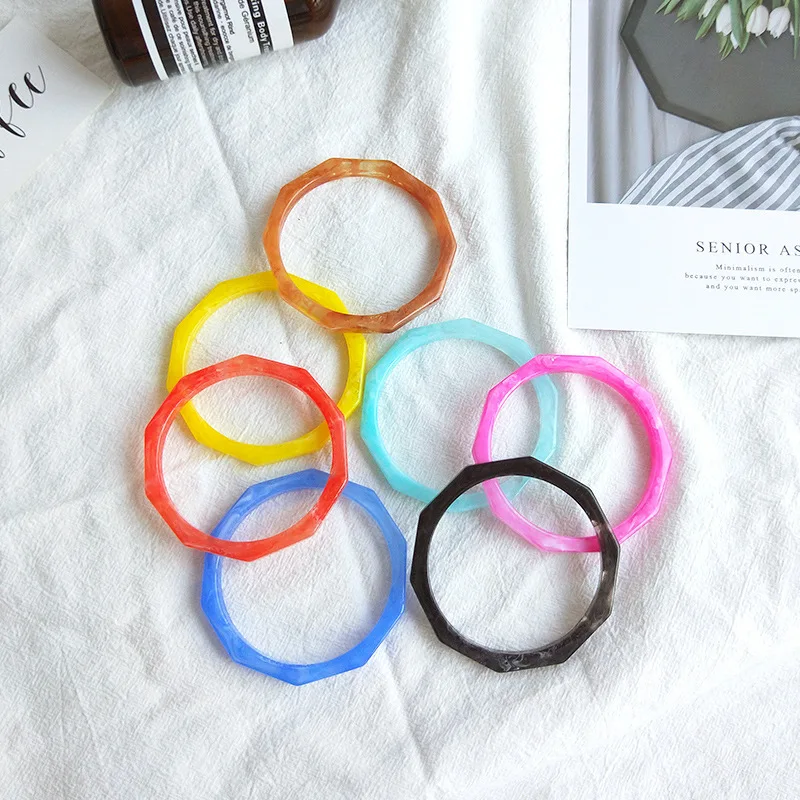 

New ZA Leopard Resin Bracelets Bangle Women Bohemian Fashion Polygon Acrylic Bracelet Vintage Tortoiseshell Jewelry Holiday Gift